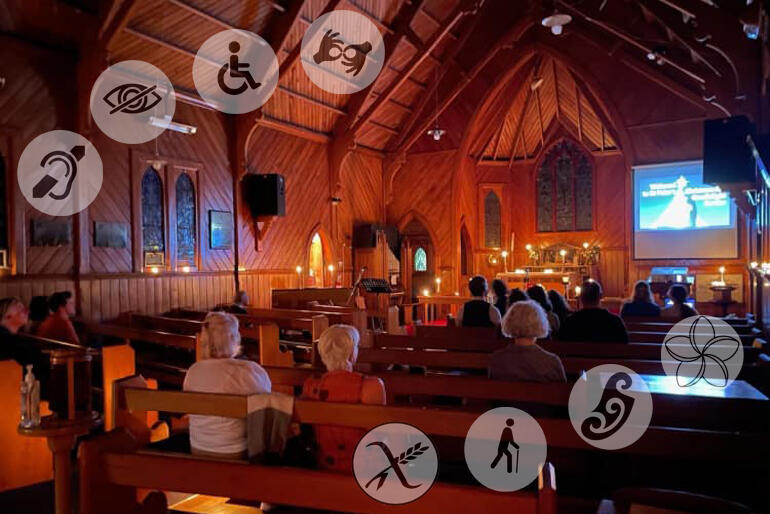 Disability Sunday '25 looks at Trinity & inclusion of all communities in church. Image: St Peter's Kaikoura gather for a candlelit service in 2024.