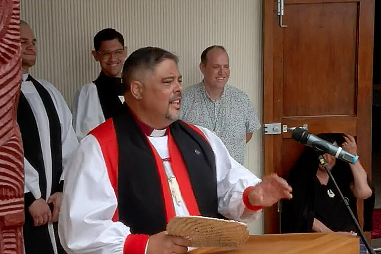 Archbishop Don Tamihere preaches a message of aroha to the Aotearoa-wide gathering of iwi Māori at Turangawaewae on 20 January 2024. Archbishop Don Tamihere preaches a message of aroha to the Aotearoa-wide gathering of iwi Māori at Turangawaewae on 20 January 2024.