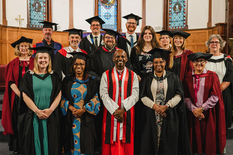 Bishopdale College graduates line up with faculty at the 2026 graduation ceremony on 27 March 2026.