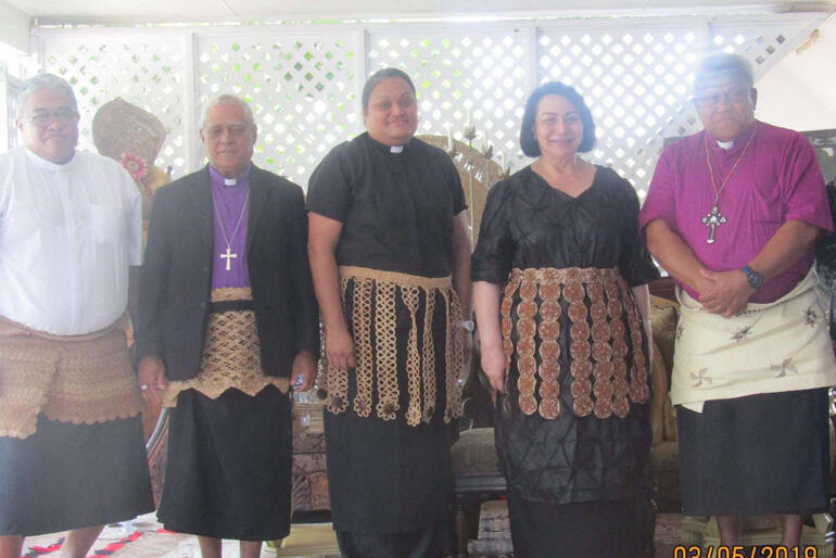 Rev Sione Uluilakepa, Rt Rev 'Afa Vaka, Ven Sepiuta Hala'api'api, Hon Frederica Tuita, and Archbishop Fereimi Cama in 2019. Rev Sione Uluilakepa, Rt Rev 'Afa Vaka, Ven Sepiuta Hala'api'api, Hon Frederica Tuita, and Archbishop Fereimi Cama in 2019.