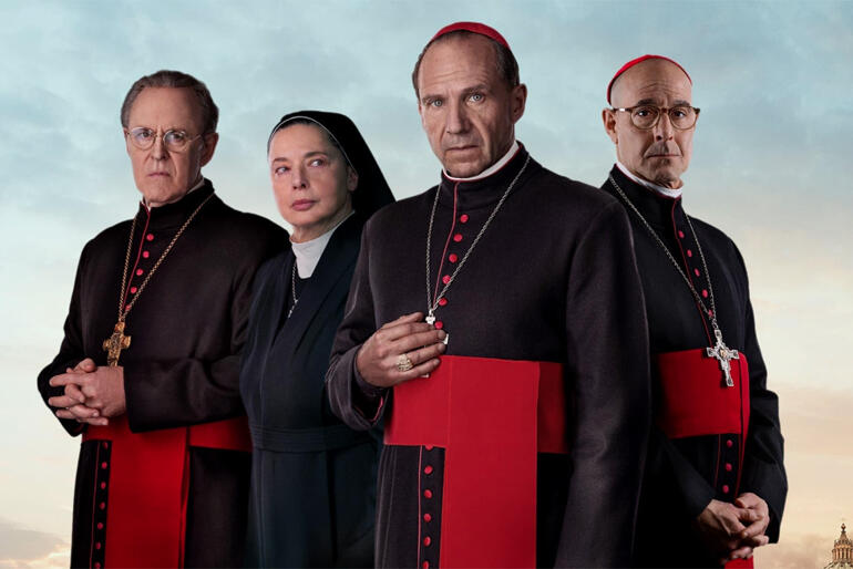 John Lithgow, Ralph Fiennes, Isabella Rossellini and Stanley Tucci star in ecclesiastical political thriller, Conclave reviewed here by Bosco Peters. John Lithgow, Ralph Fiennes, Isabella Rossellini and Stanley Tucci star in ecclesiastical political thriller, Conclave reviewed here by Bosco Peters.